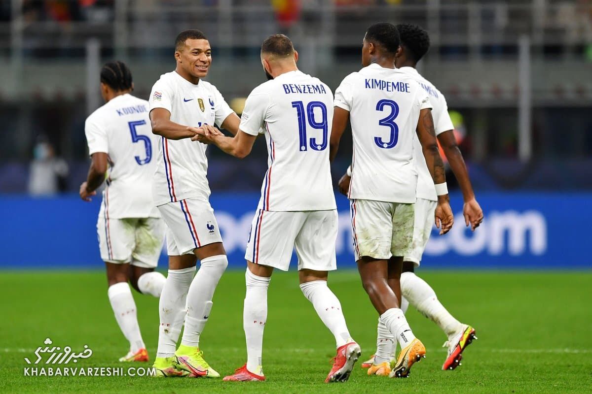 شادی گل بنزما؛ اسپانیا - فرانسه (فینال لیگ ملتهای اروپا 2021)