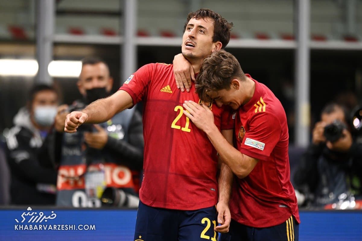 شادی گل اویارسابال؛ اسپانیا - فرانسه (فینال لیگ ملتهای اروپا 2021)