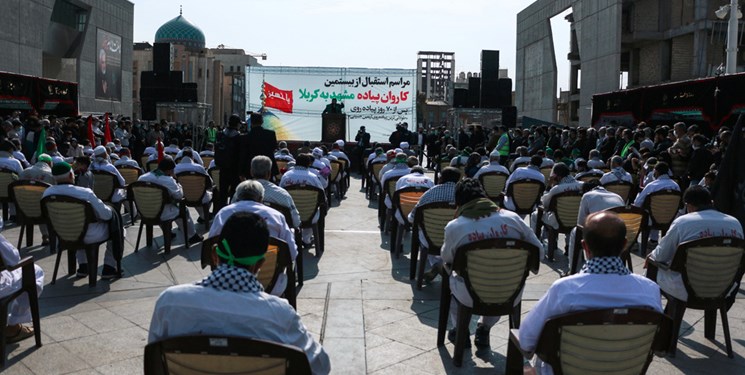 مراسم استقبال از کاروان طولانی‌ترین پیاده‌روی اربعین حسینی در مشهد برگزار شد