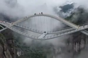 recive.ir | افتتاح ترسناک‌ترین پل شیشه‌ای در چین با ارتفاع ۱۴۰ متر