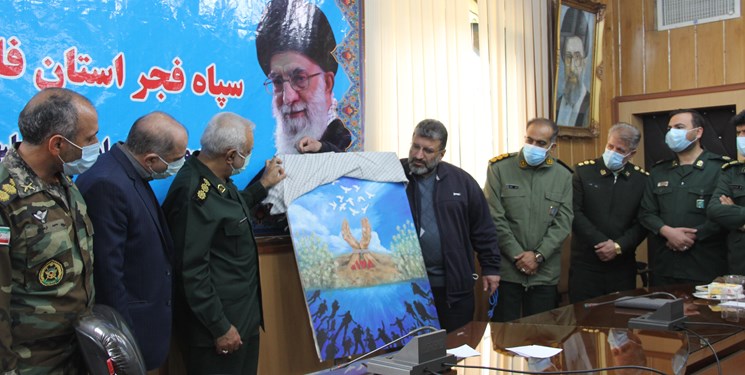 رونمایی از تابلو نقاشی عملیات کربلای ۴ در شیراز