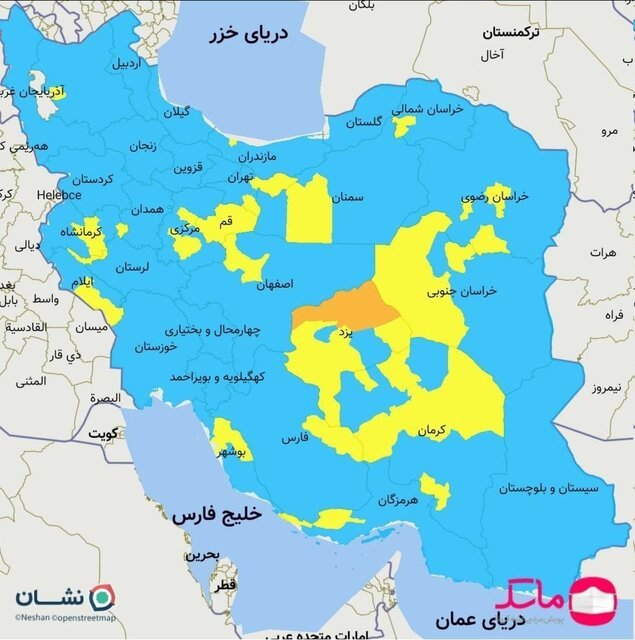 شیوع دوباره کرونا / نقشه کرونایی ایران نارنجی شد؟