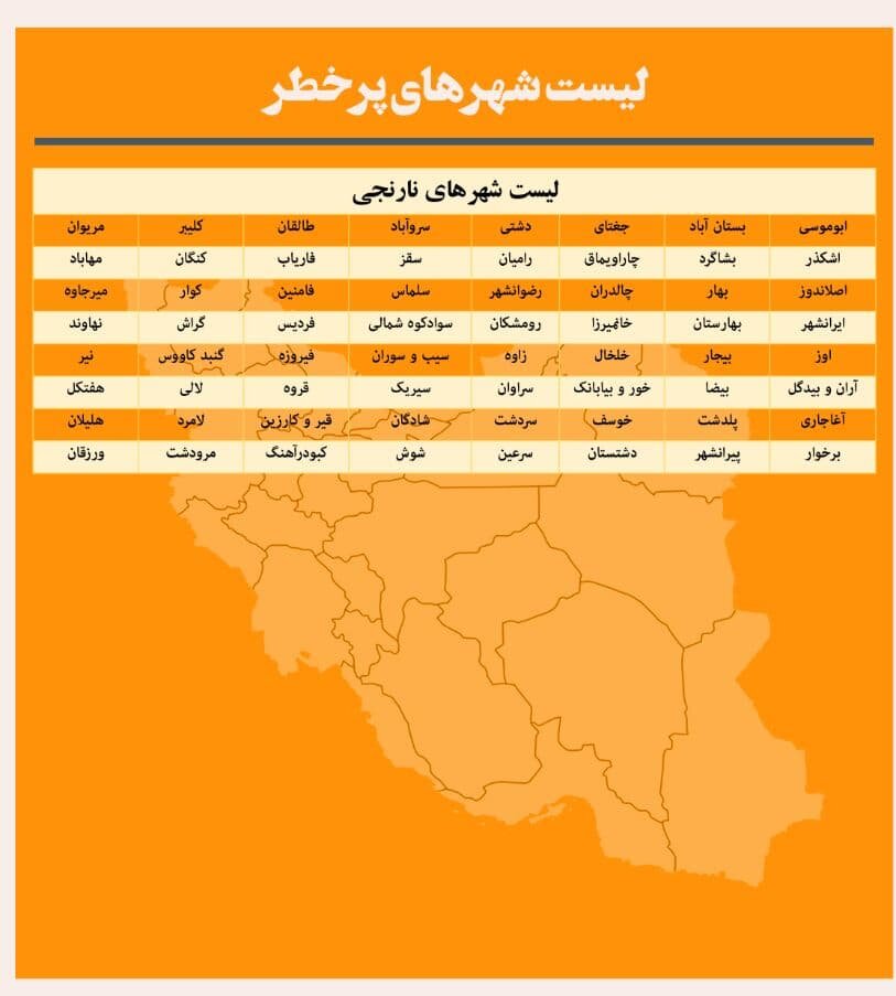 جدول کامل اسامی شهرهای دارای خطر بالای کرونا در کشور 