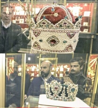 تکذیب عملی ادعای جنجال‌برانگیز «سخنگوی دولت» / ضرغامی، تصاویر «دو تاج پهلوی‌ها» را در «خزانه جواهرات ملی»، منتشر کرد + عکس‌ها
