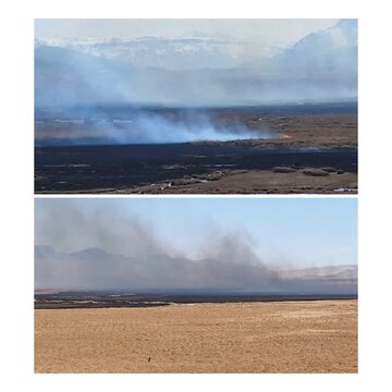 آتشسوزی در تالاب گندمان استان چهارمحال و بختیاری