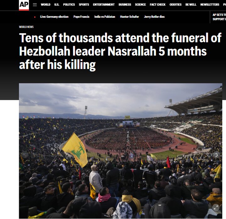 بازتاب تشییع ابدان مطهر «نصرالله» و «صفیالدین» در رسانههای جهان