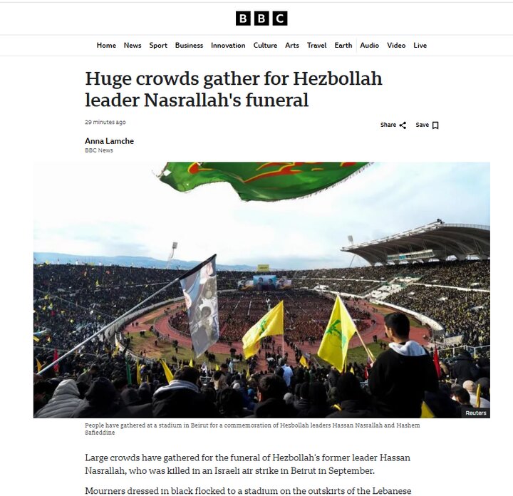 بازتاب تشییع ابدان مطهر «نصرالله» و «صفیالدین» در رسانههای جهان