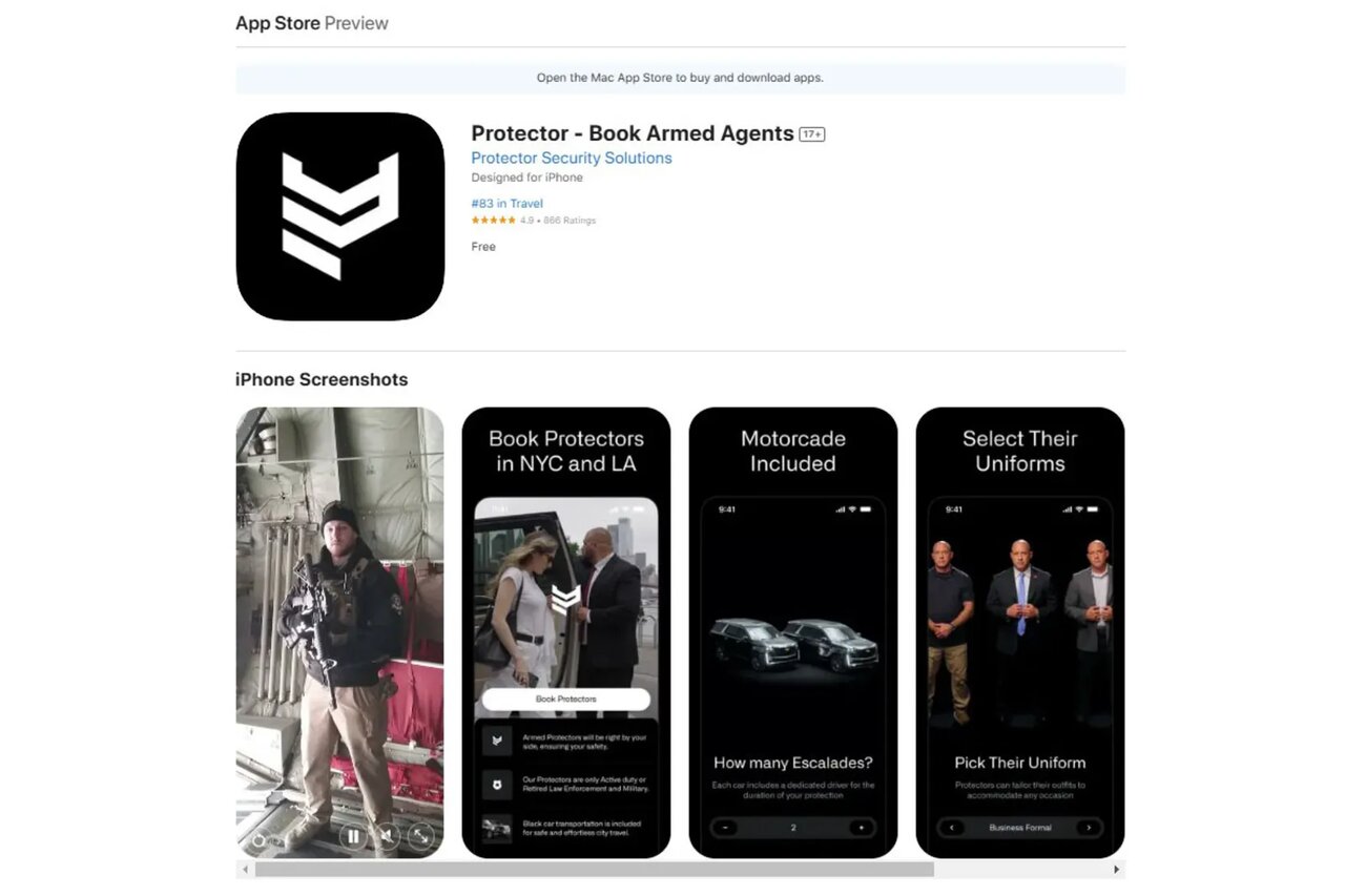 صفحهی اپلیکیشن پروتکتور در اپ استور اپل