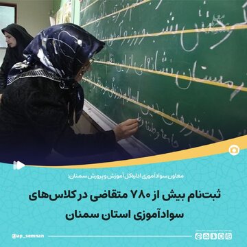 ثبتنام بیش از ۷۸۰ متقاضی در کلاسهای سوادآموزی استان سمنان