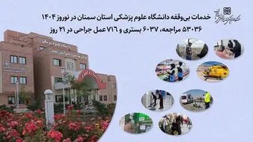 ۵۳۰۳۶ مراجعه، ۶۰۳۷ بستری و ۷۱۶ عمل جراحی در ۲۱ روز