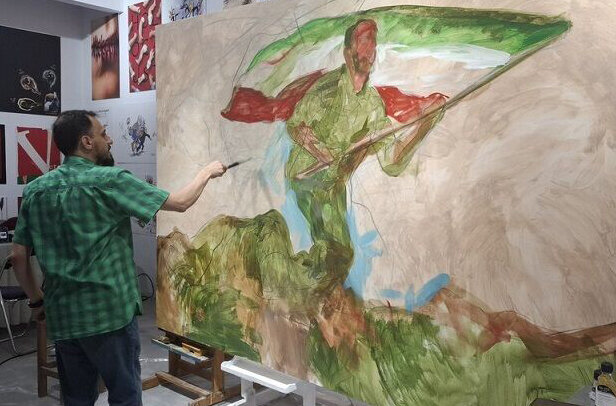 نقاشی جدید حسن روحالامین/ عکس