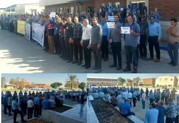 تجمع کارگران نفت مسجدسلیمان و آغاجاری برای پیگیری مطالبات؛ موج اعتراضات مسالمت آمیز در صنعت نفت ادامه دارد