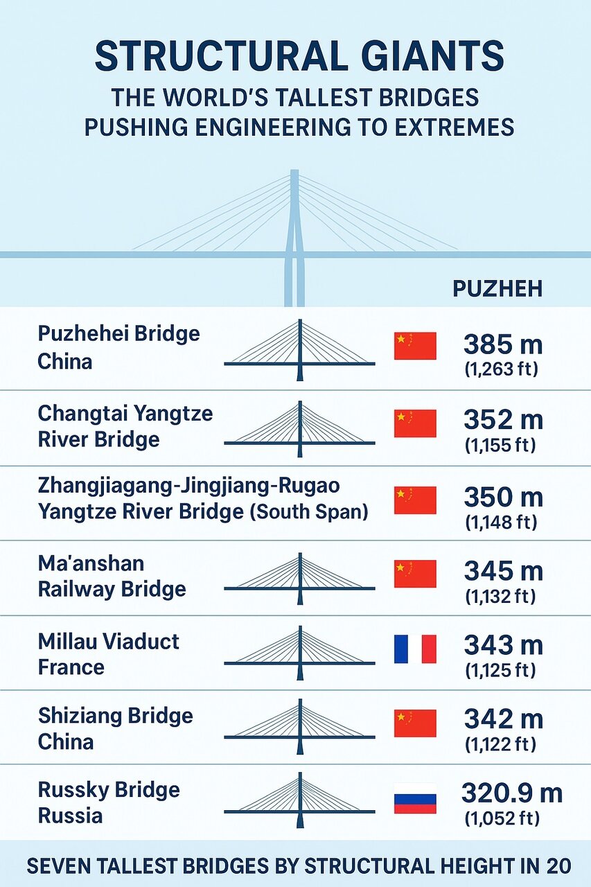 بلندترین پلهای جهان که از آسمانخراشها هم بلندترند!