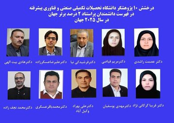 نام  ۱۰ پژوهشگر دانشگاه هایتک کرمان در فهرست دانشمندان پراستناد ۲ درصد جهان قرار گرفت