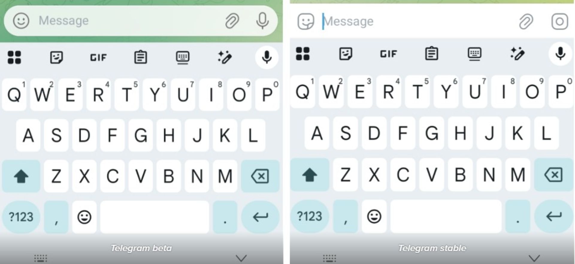 زبان طراحی Liquid Glass در بخش ورودی متن تلگرام اندروید
