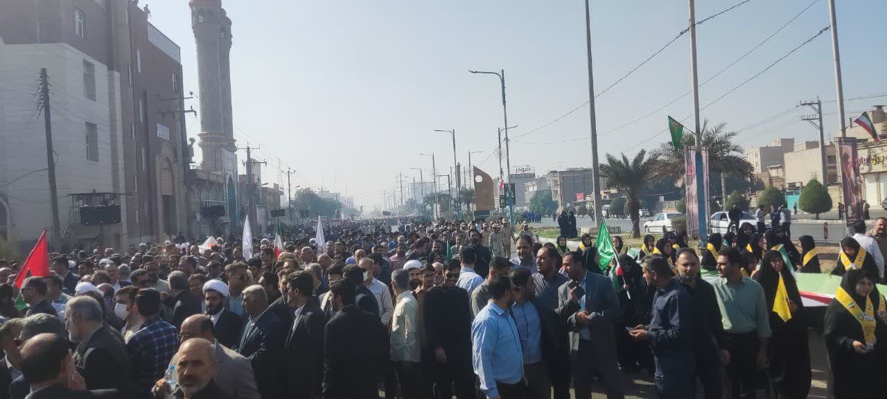 همگامی مردم و مسئولان خوزستان در یوم‌الله ۱۳ آبان؛ تجدید میثاق با آرمان‌های انقلاب