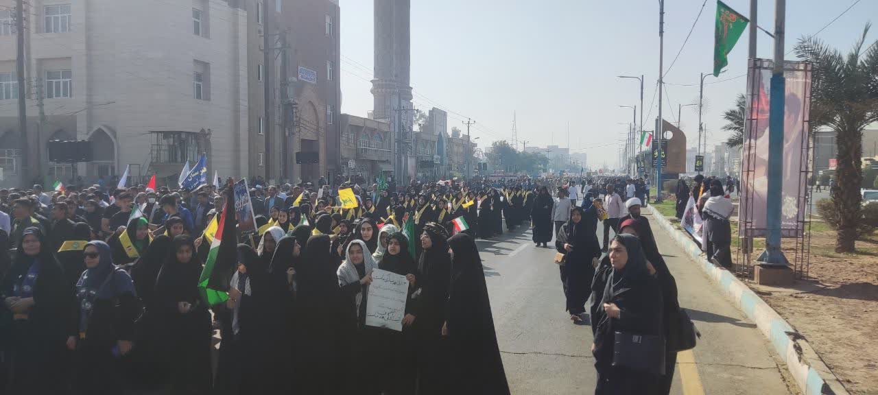 همگامی مردم و مسئولان خوزستان در یوم‌الله ۱۳ آبان؛ تجدید میثاق با آرمان‌های انقلاب