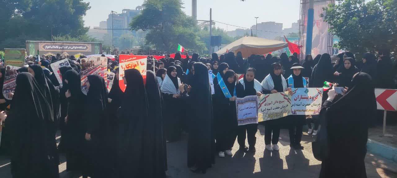 همگامی مردم و مسئولان خوزستان در یوم‌الله ۱۳ آبان؛ تجدید میثاق با آرمان‌های انقلاب