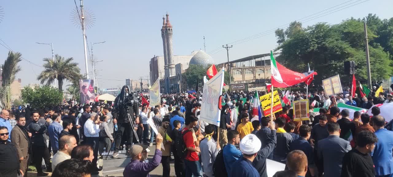 همگامی مردم و مسئولان خوزستان در یوم‌الله ۱۳ آبان؛ تجدید میثاق با آرمان‌های انقلاب