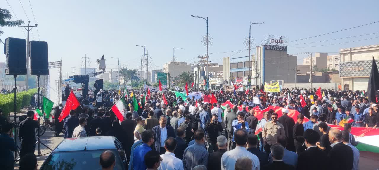 همگامی مردم و مسئولان خوزستان در یوم‌الله ۱۳ آبان؛ تجدید میثاق با آرمان‌های انقلاب