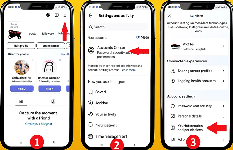 مراحل پیدا کردن اکانت اینستاگرام با شماره تلفن در نسخه جدید (اندروید)