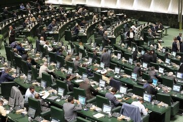 تصویری از اقدام عجیب یک نماینده هنگام نطق میان دستور/ دو عکس در دستان مجتبی زارعی